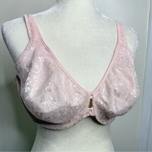 Maidenform Light Pink Bra Size 42D Underwire Unpadded Floral Swirl Design